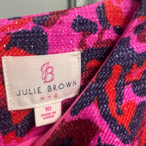 Julie Brown Colorful A Line Dress Size 10 Pink Leopard Cheetah Party Event - Picture 3 of 5